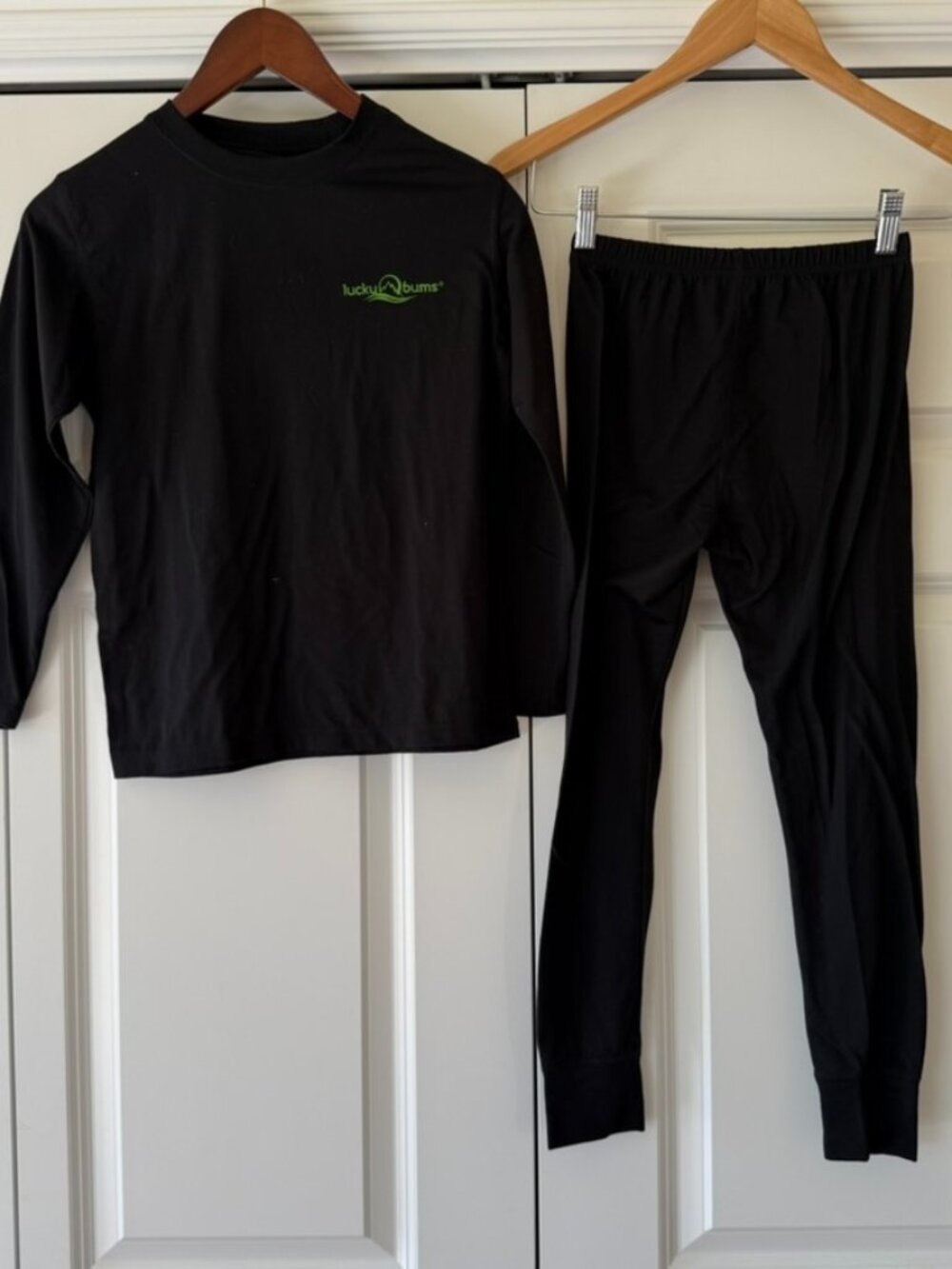 Lucky Bums Kids Base Layer Set in Black — Size S (Boys)
